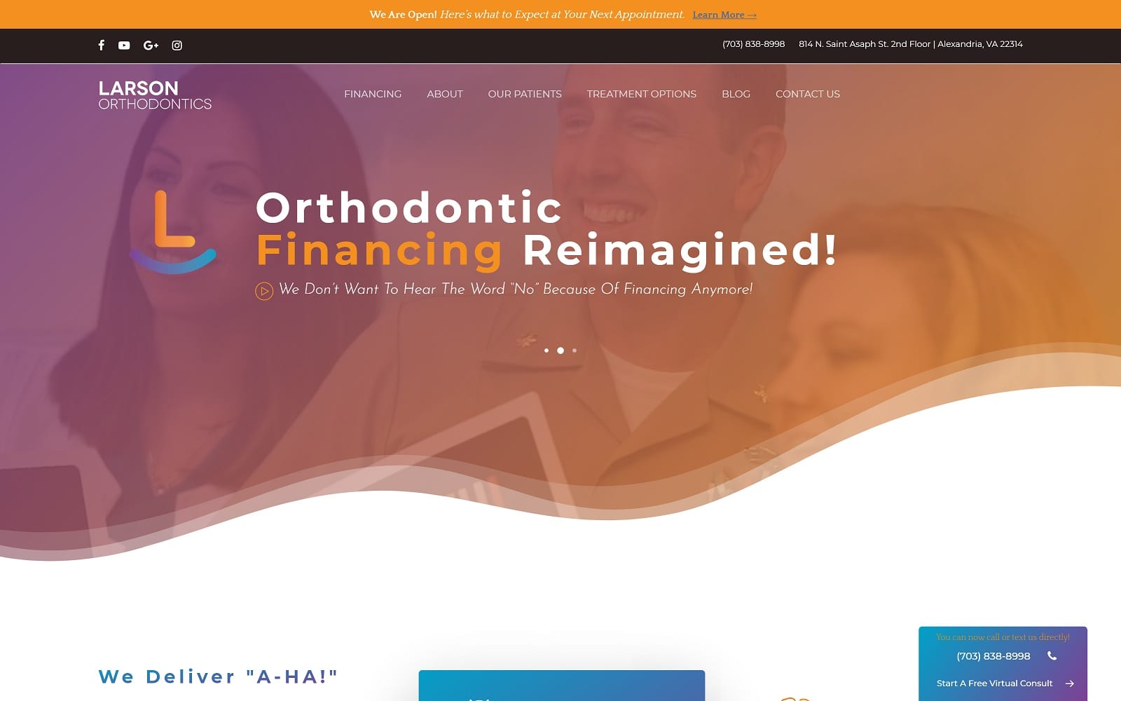 The Screenshot of Larson Orthodontics smilesbylarson.com Website