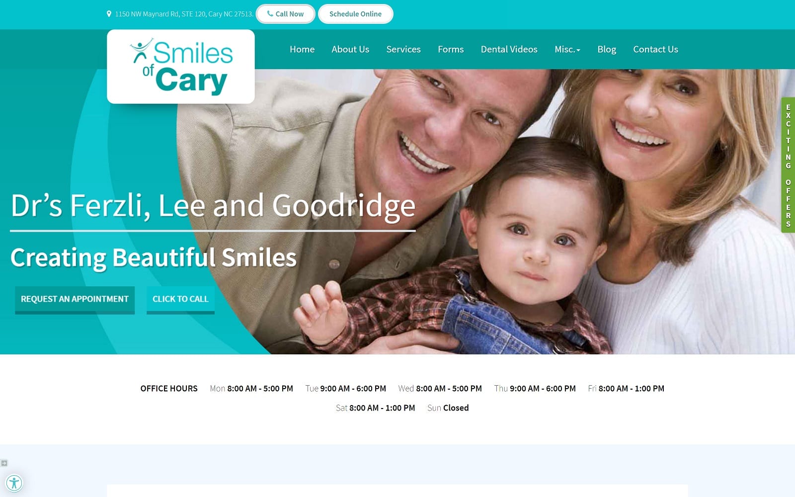 The Screenshot of Smiles of Cary Family Dentistry smilesofcary.com Website