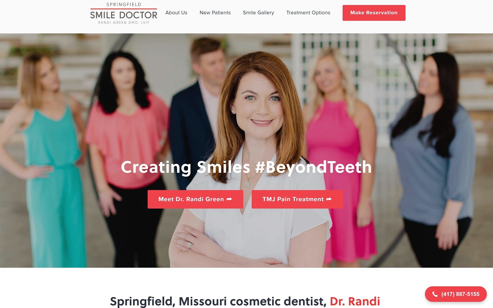 Springfield Smile Doctor | Randi Green DMD website homepage screenshot (springfieldsmiledoctor.com)