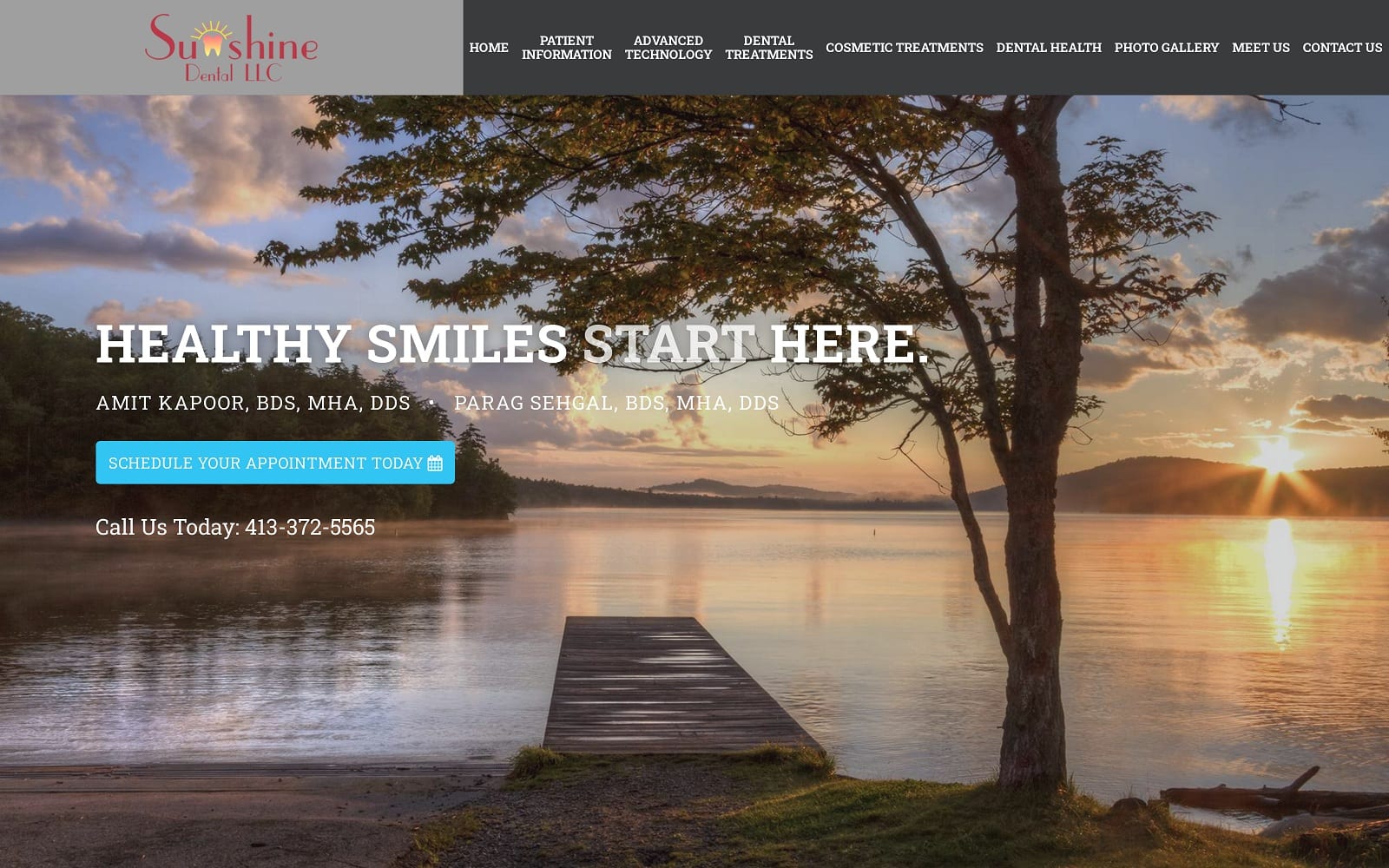 The Screenshot of Sunshine Dental LLC sunshinedentalmass.com Website