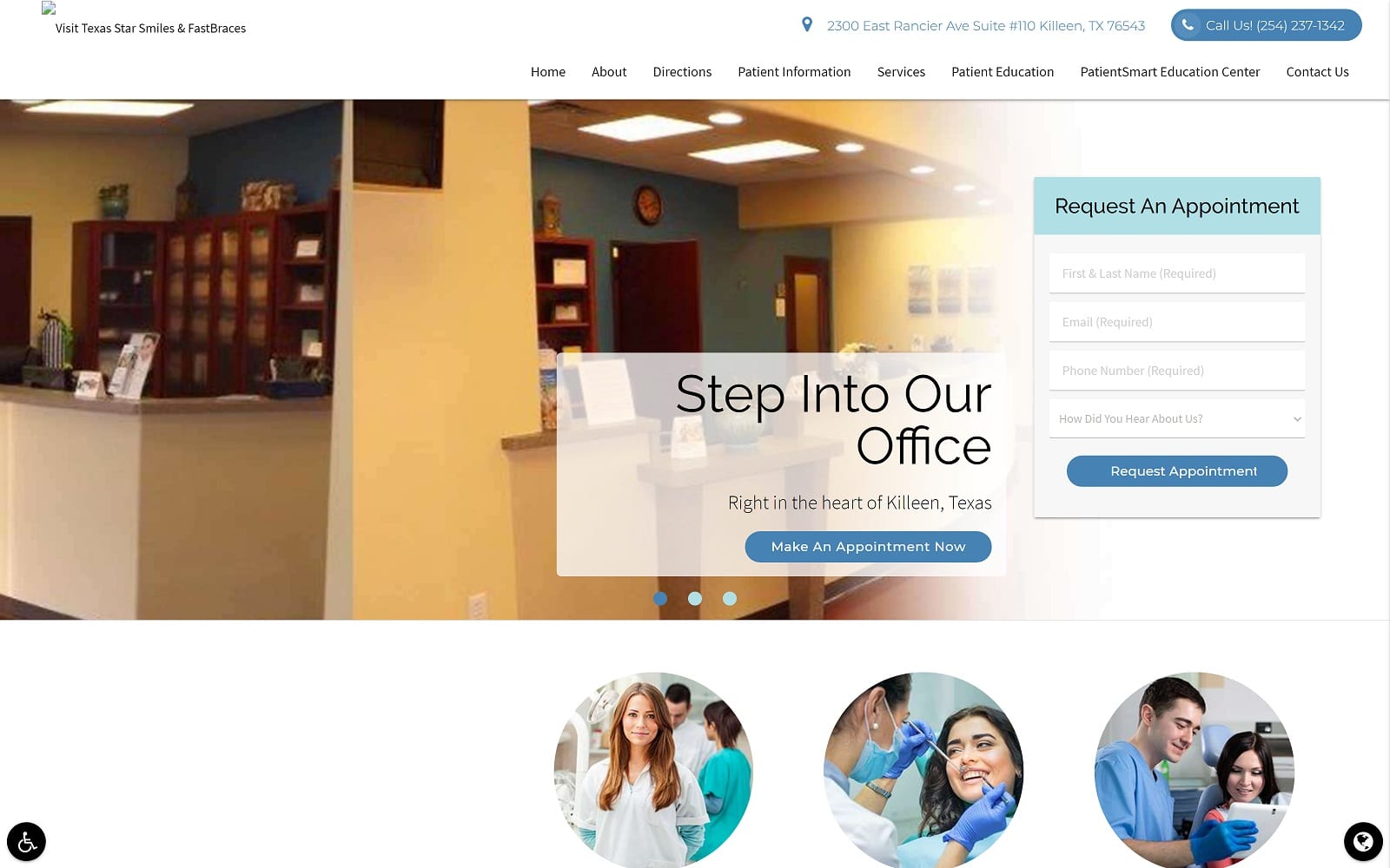 The Screenshot of Texas Star Smiles & FastBraces texasstarsmiles.com Website