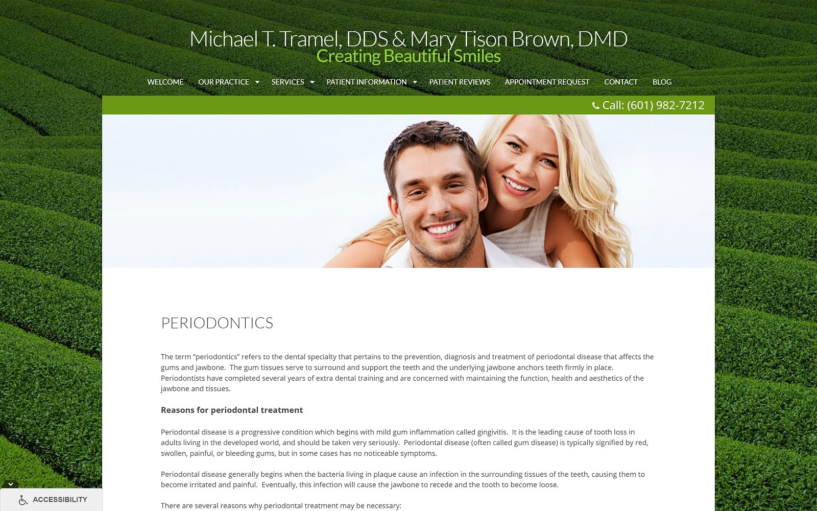 The Screenshot of Michael T. Tramel, DDS tramelandbrowndentistry.com Website