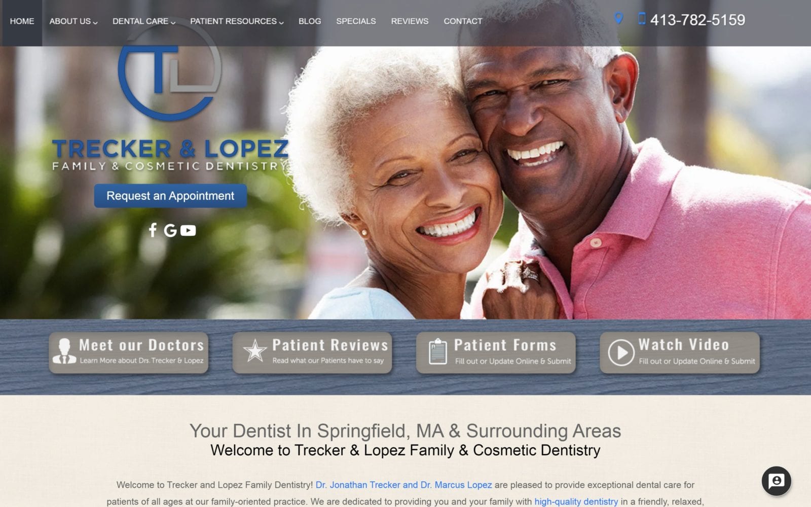 The Screenshot of Trecker and Lopez Family Dentistry treckerlopezdental.com Website