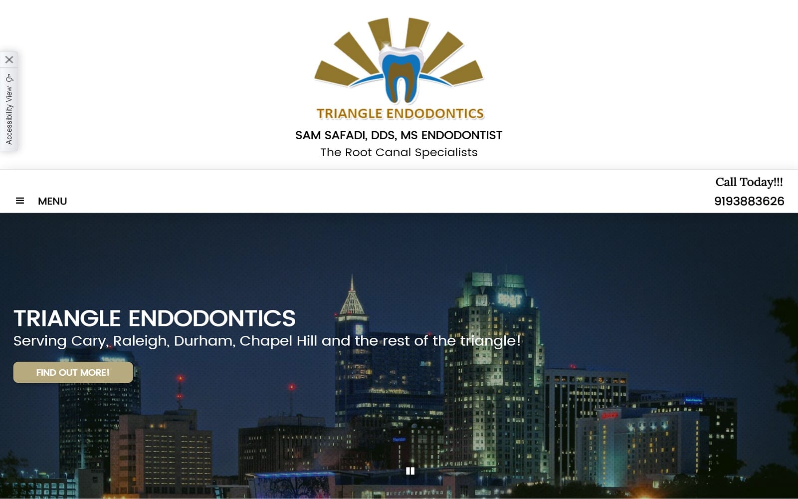 The Screenshot of Triangle Endodontics triangle-endodontics.com Dr. Sam Safadi Website