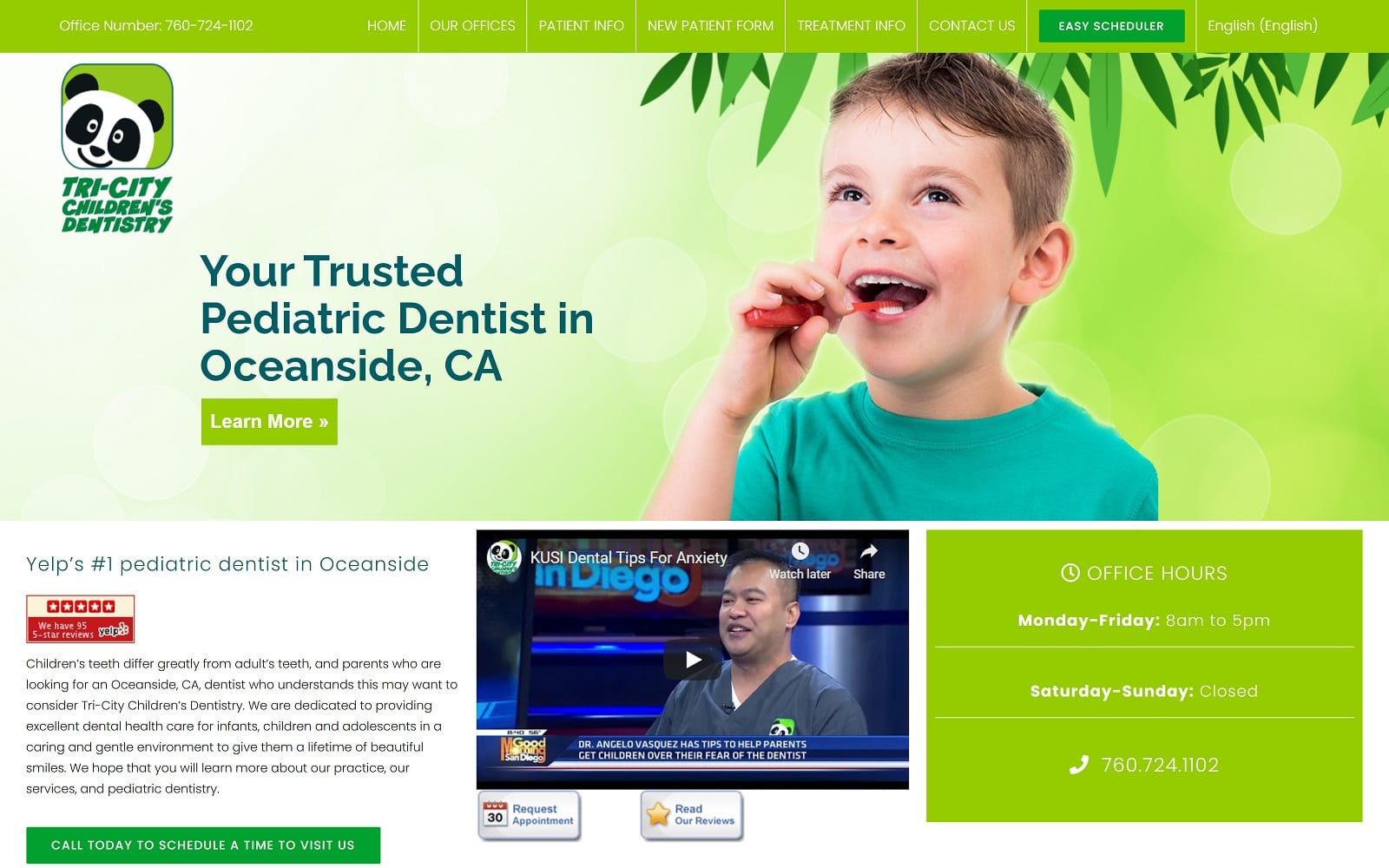 The Screenshot of Tri-City Children's Dentistry tricitychildrensdentistry.com Website