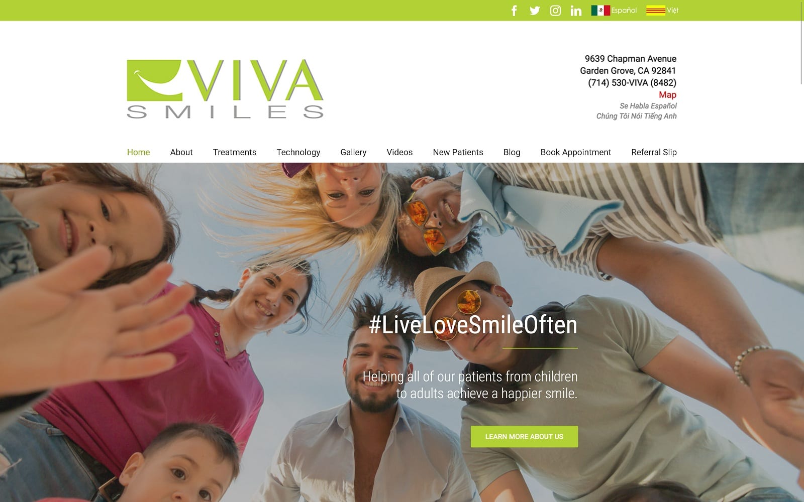 The Screenshot of Viva Smiles vivasmiles.com Website