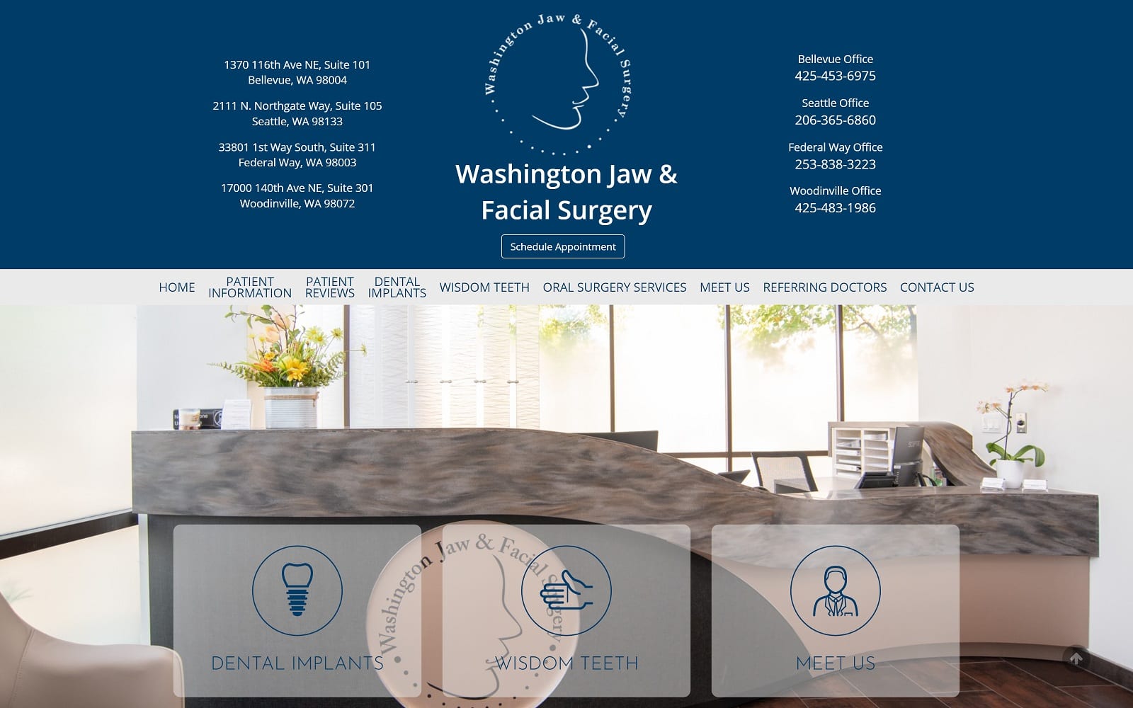 The Screenshot of Washington Jaw & Facial Surgery washingtonoralsurgeon.net Website