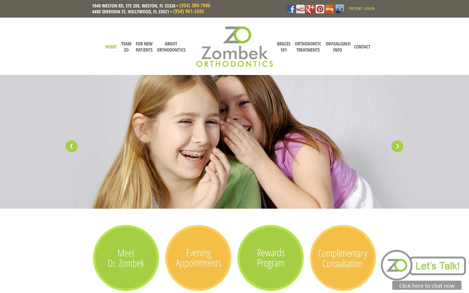 The Screenshot of Zombek Orthodontics zombekortho.com Dr. Steven Zombek Website 