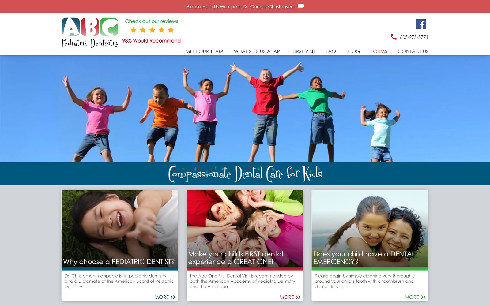 The Screenshot of ABC Pediatric Dentistry abcdentalkids.com Website