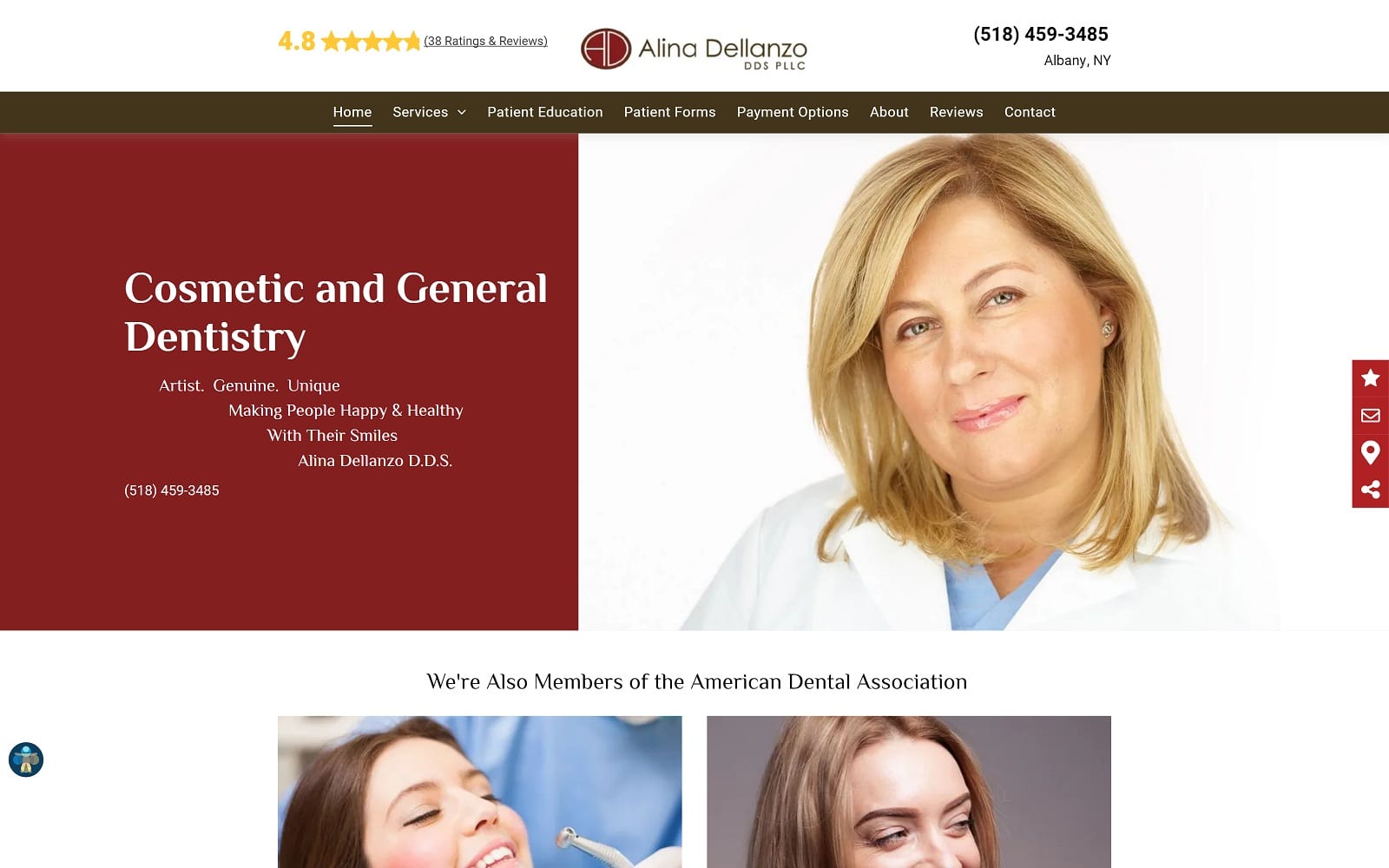 The Screenshot of Alina Dellanzo DDS aestheticdentistryny.com Website