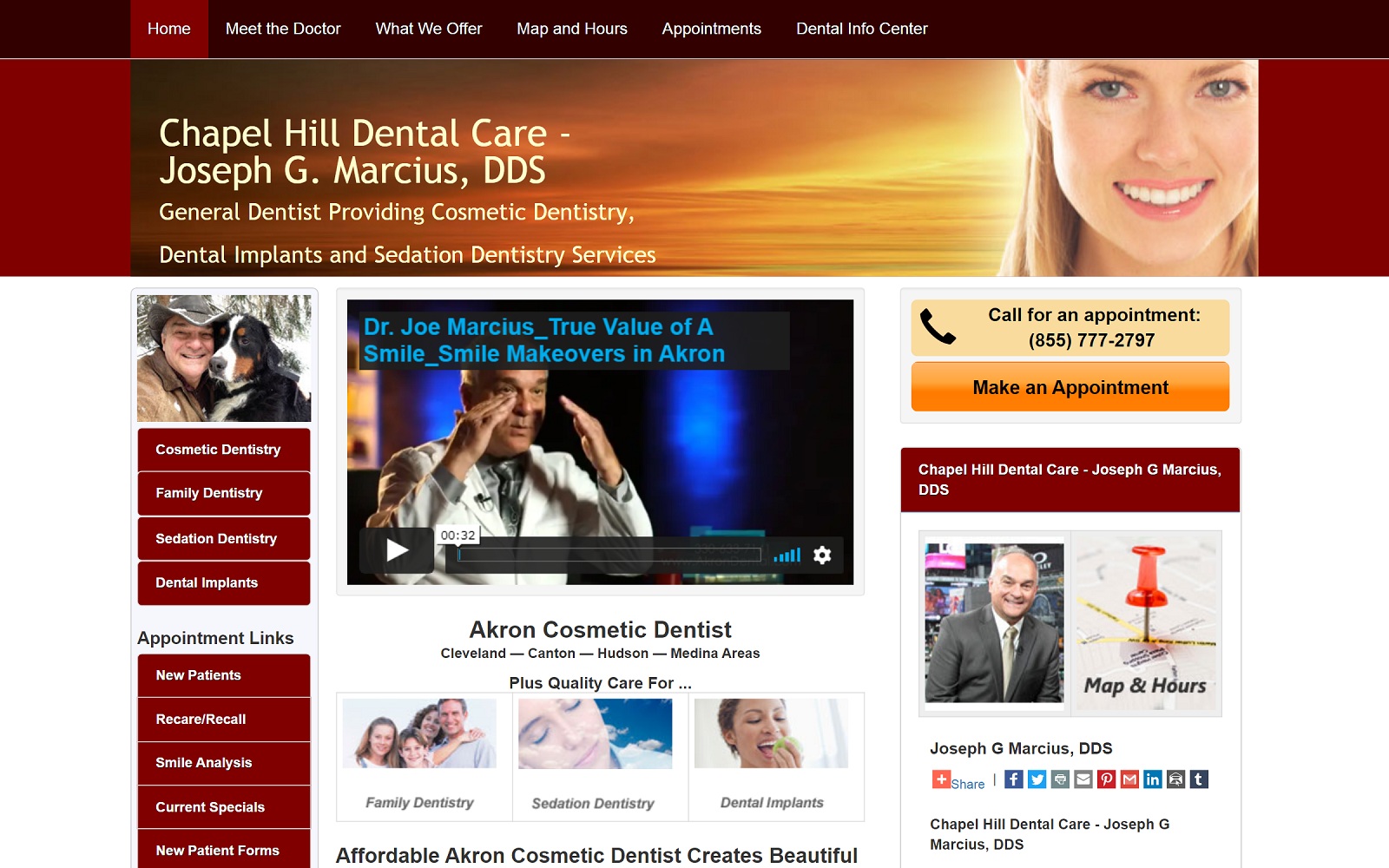 The Screenshot of Chapel Hill Dental Care - Joseph G. Marcius, DDS akrondental.com Website