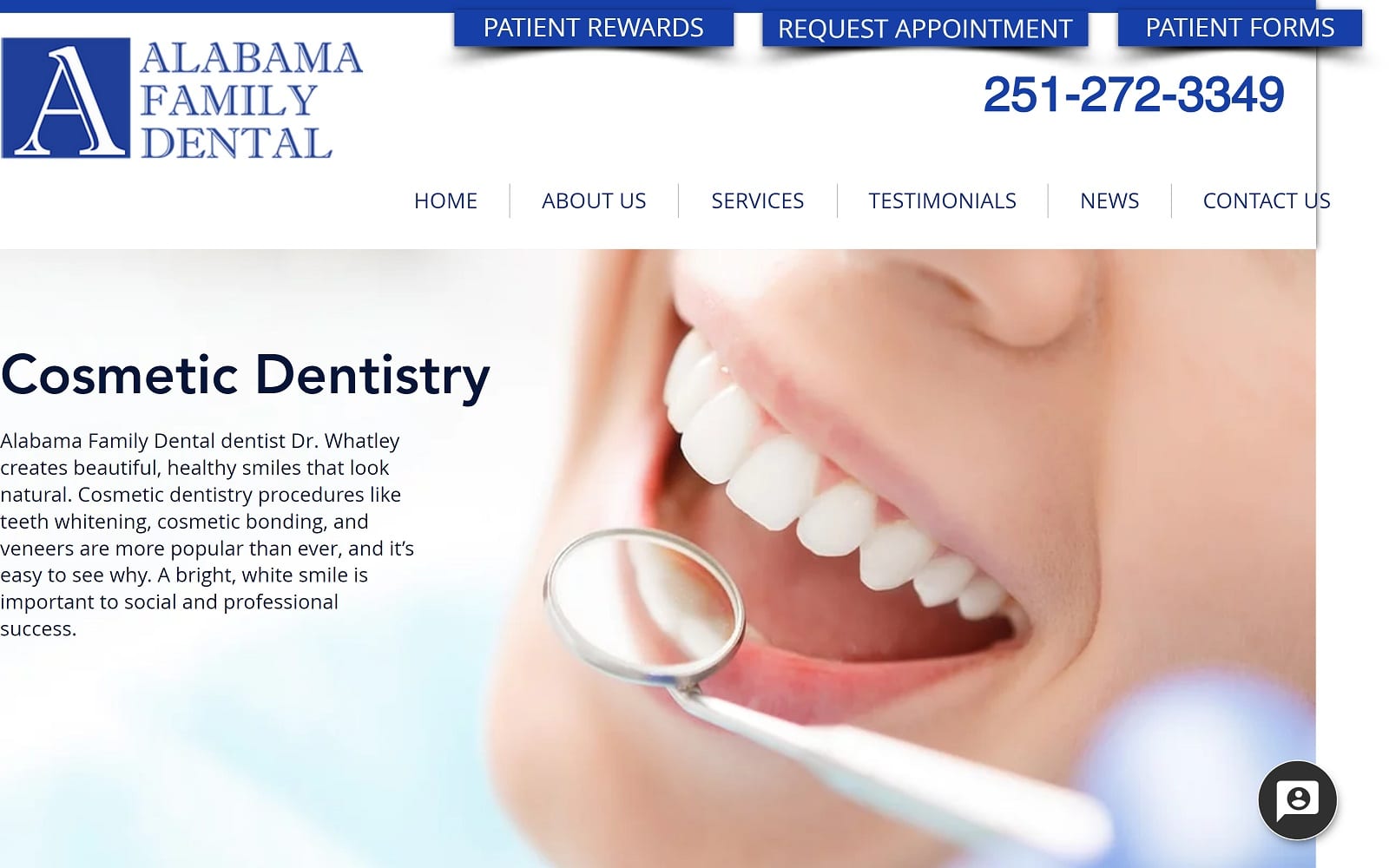 The Screenshot of Alabama Family Dental alabamafamilydental.com Website