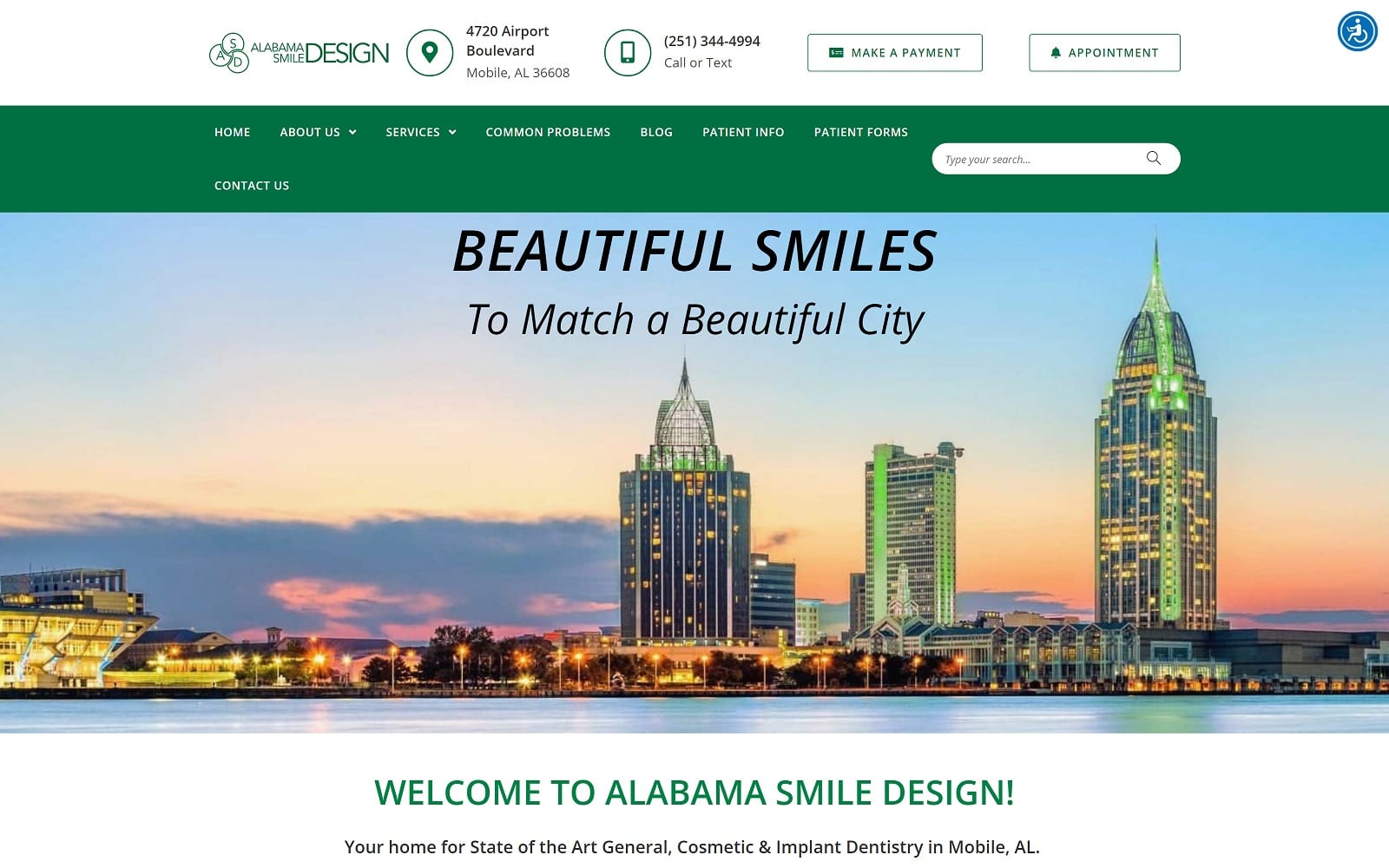 The Screenshot of Alabama Smile Design alabamasmiledesign.com Dr. Brandon O’Donnell Website