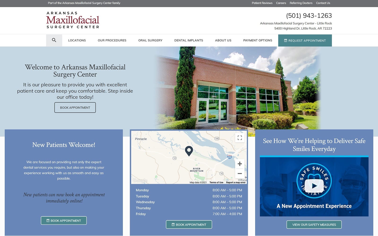 The Screenshot of Arkansas Maxillofacial Surgery Center - Little Rock arkansasmaxoralsurgery.com/locations/little-rock Website
