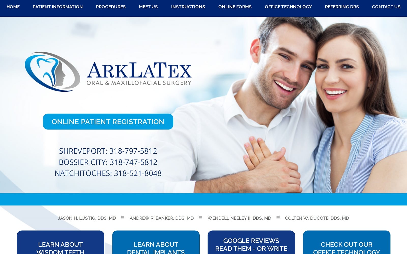 The Screenshot of ArkLaTex Oral & Maxillofacial Surgery arklatexoralsurgery.com Website