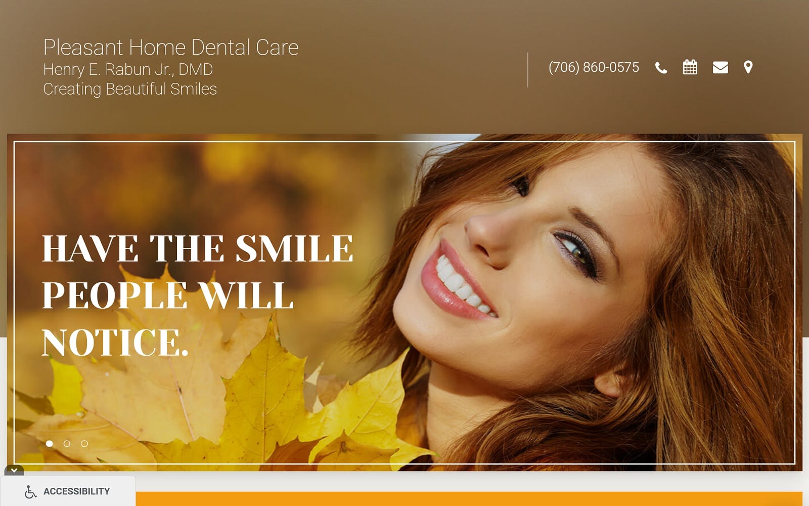 The Screenshot of Pleasant Home Dental Care - Augusta Dentist augustacosmeticdentist.com Dr. Henry E. Rabun Jr. Website