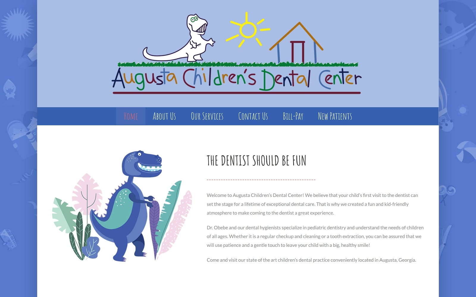 The Screenshot of Augusta Children's Dental Center augustakidsdentist.com Website