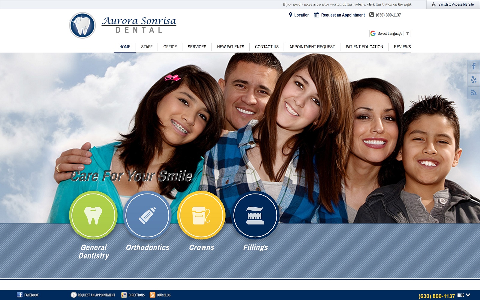The Screenshot of Aurora Sonrisa Dental aurorasonrisadental.com Website