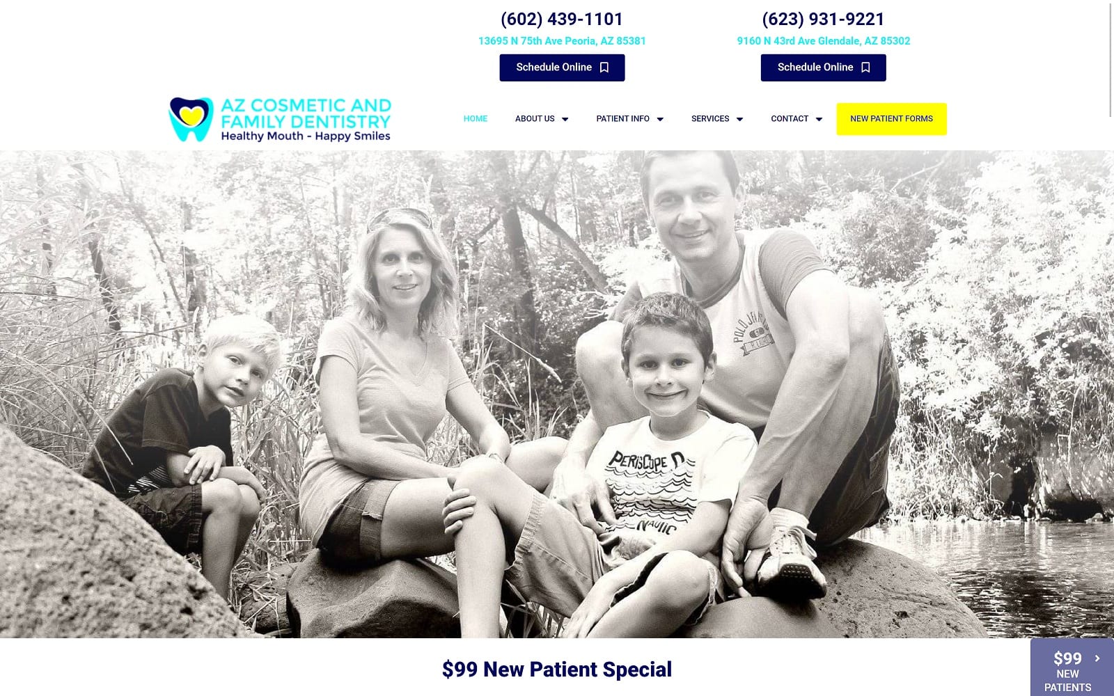 The Screenshot of AZ Cosmetic & Family Dentistry azfamilydentistry.com Website