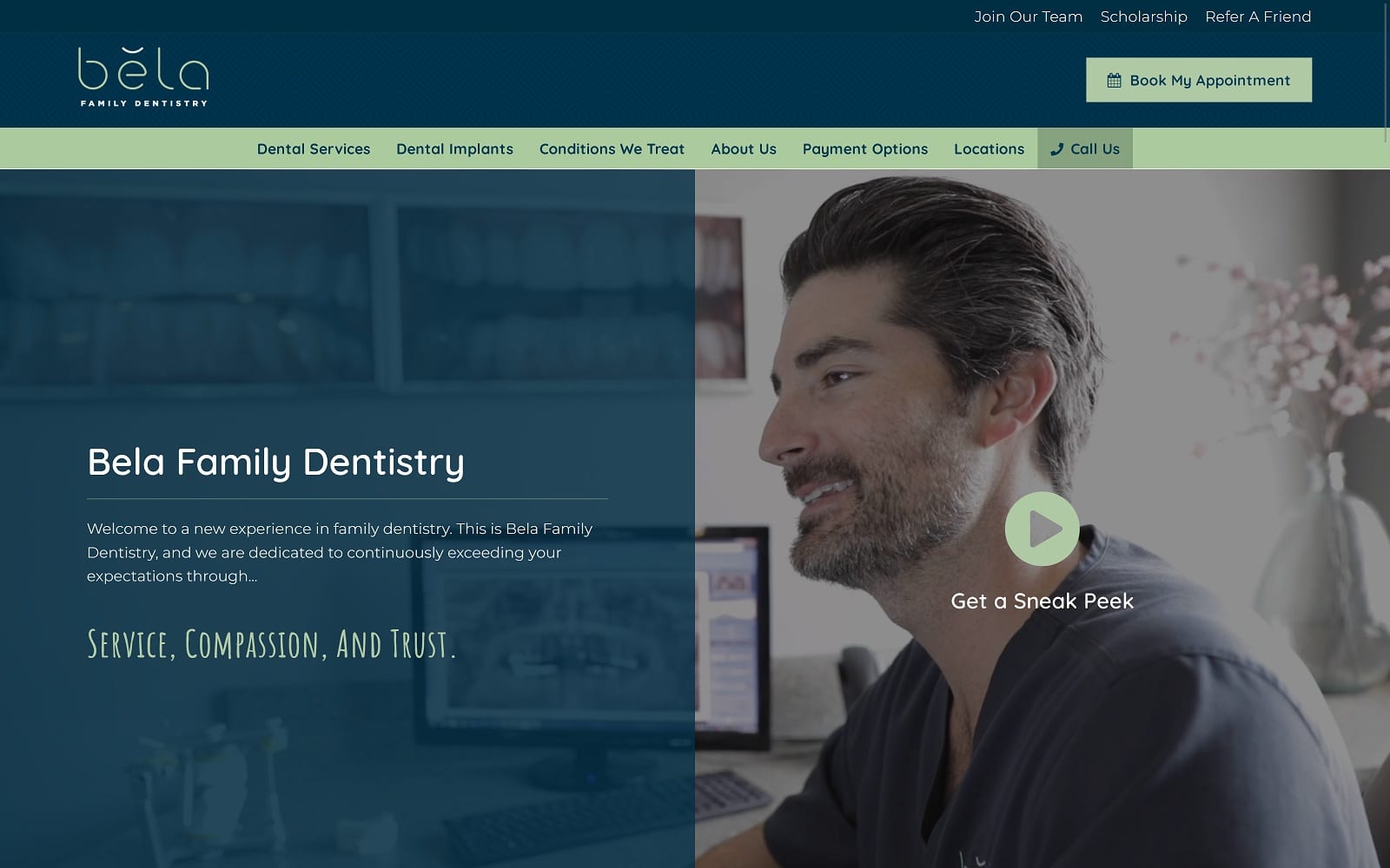 The Screenshot of Bela Family Dentistry of Augusta beladentistry.com Website