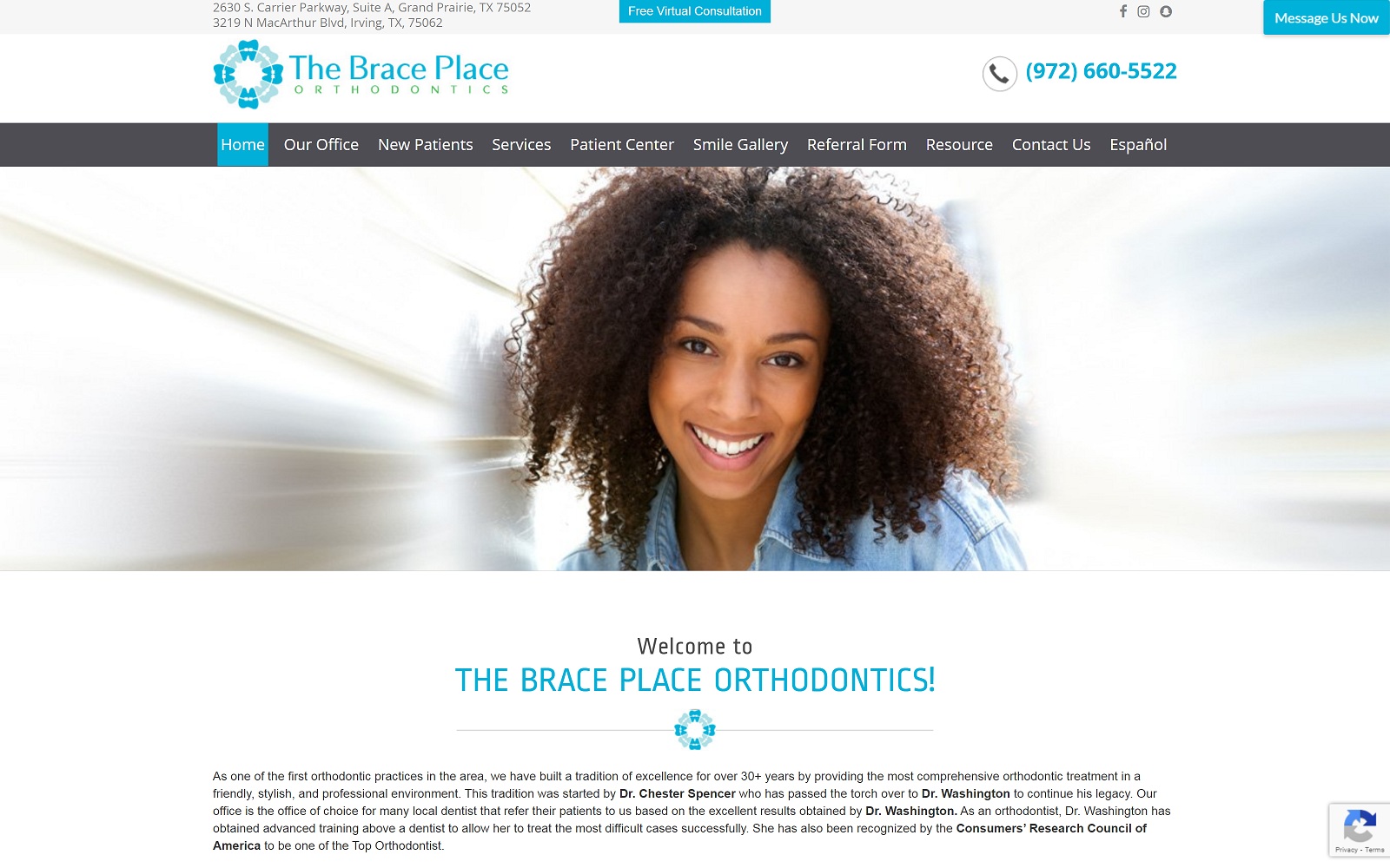The Screenshot of The Brace Place Orthodontics braceplace.net Website