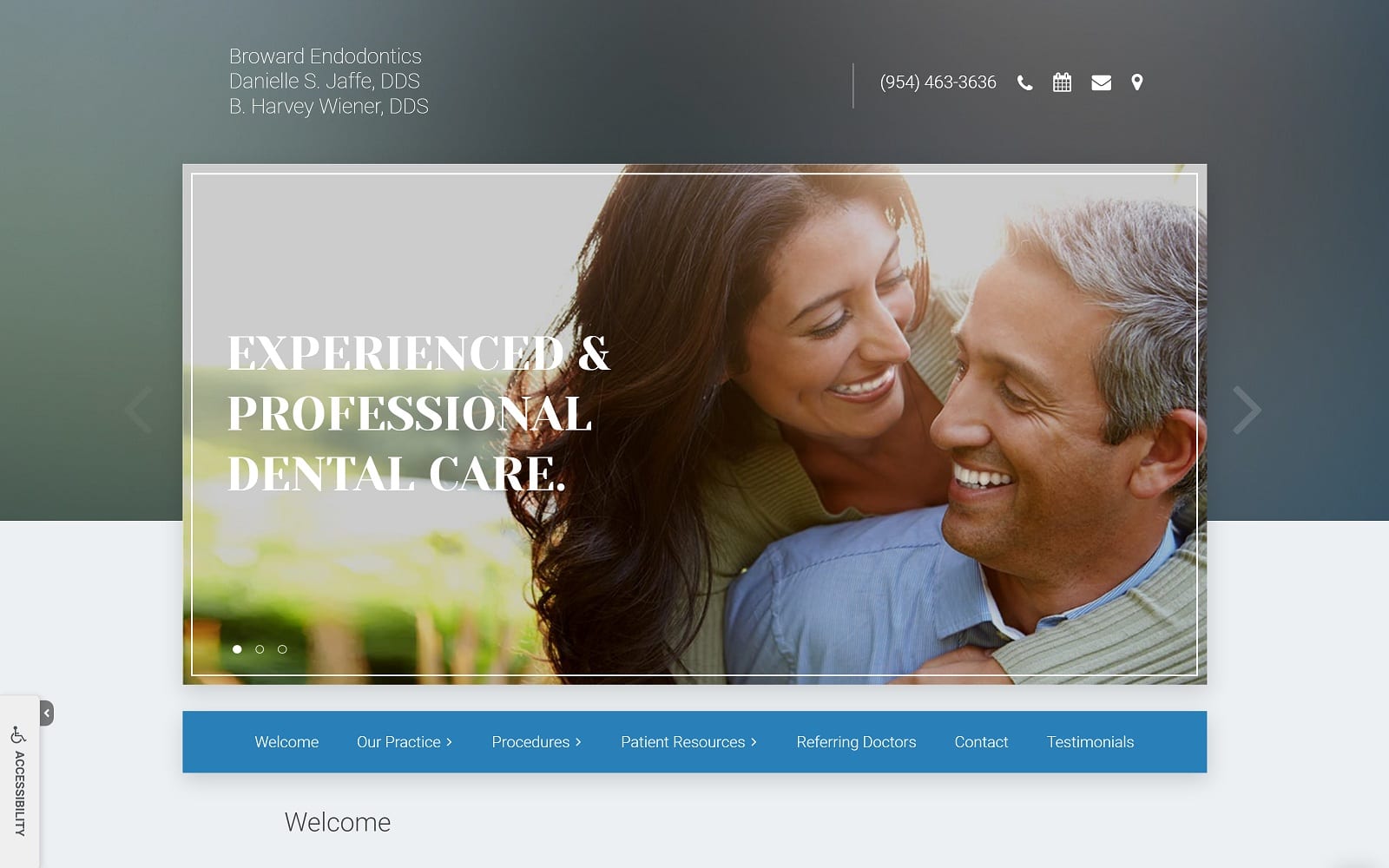 The Screenshot of Broward Endodontics: Dr. Danielle Jaffe browardendo.com Website