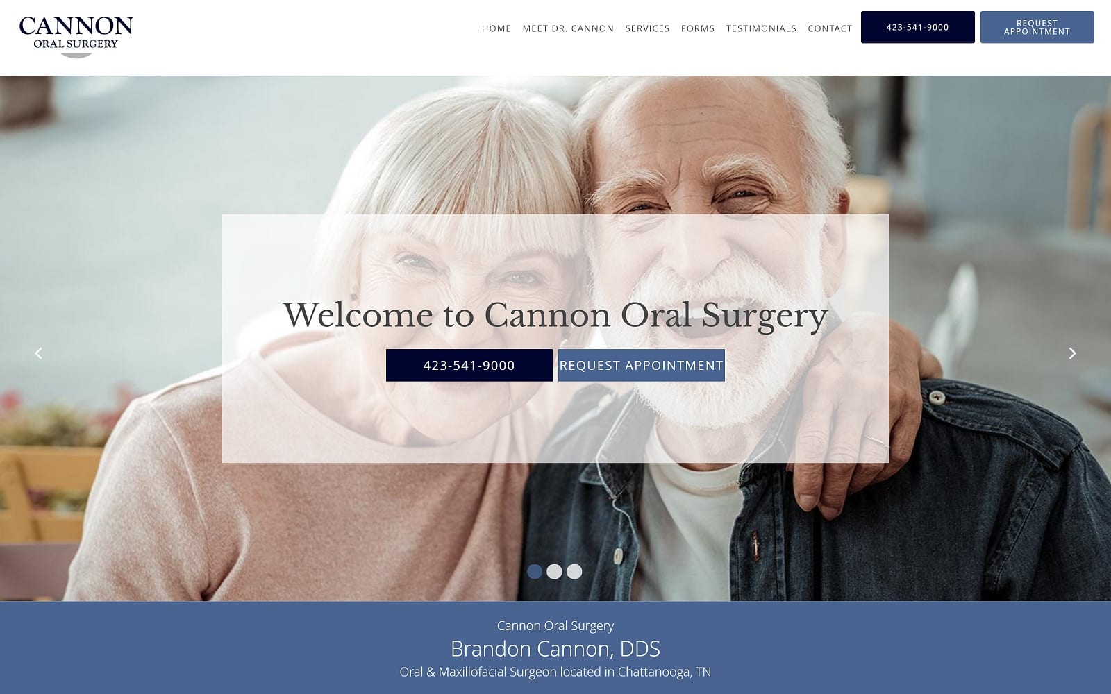 The Screenshot of Cannon Oral Surgery: Brandon Cannon, DDS cannonoms.com Website