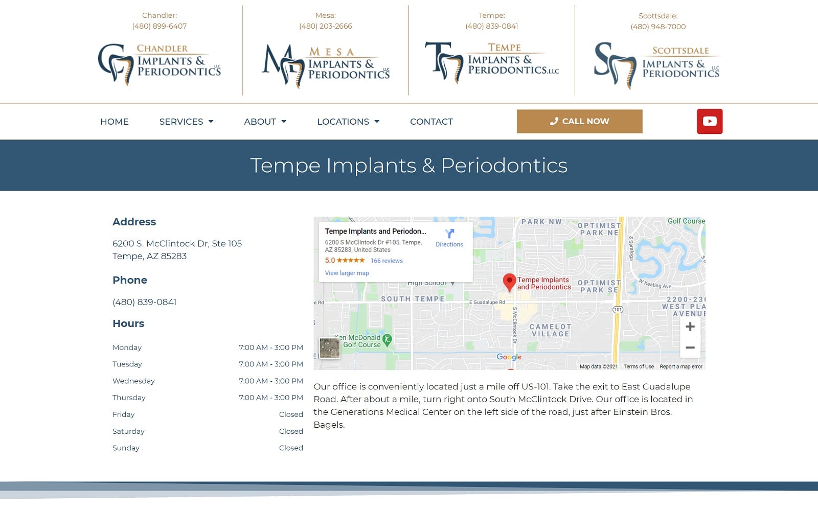The Screenshot of Tempe Implants and Periodontics chandlerperio.com/locations/tempe-implants-periodontics Website
