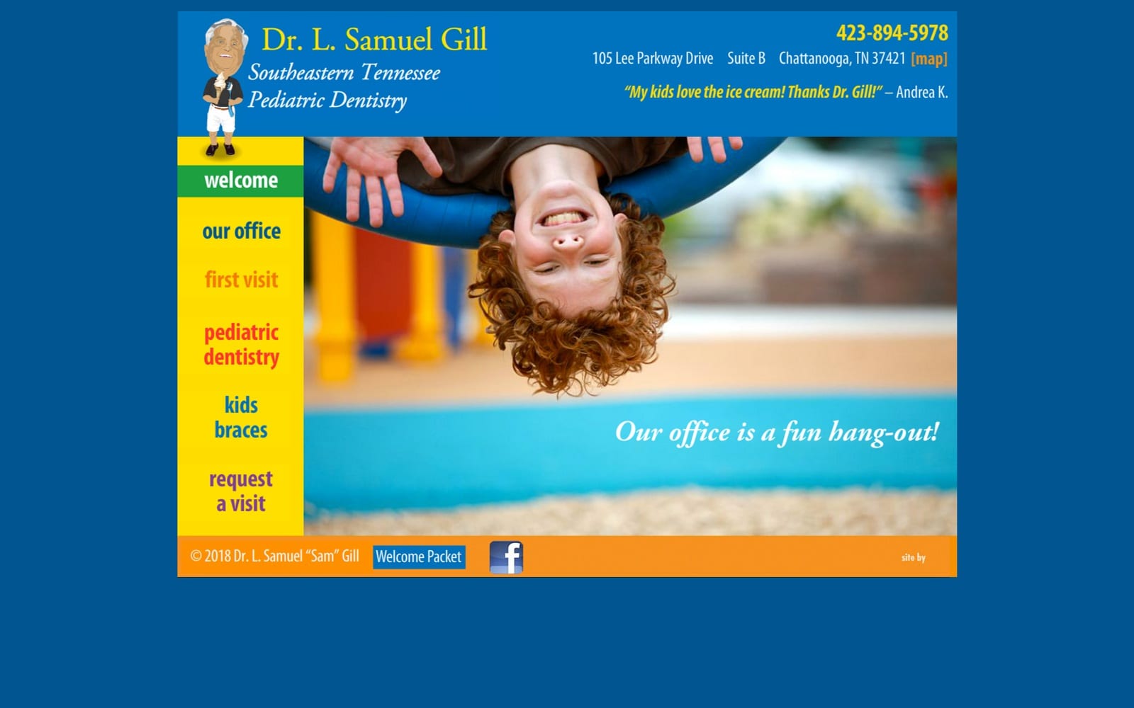 The Screenshot of Dr. Sam Gill at Team Popp Dental chattanoogakidsdentist.com Website