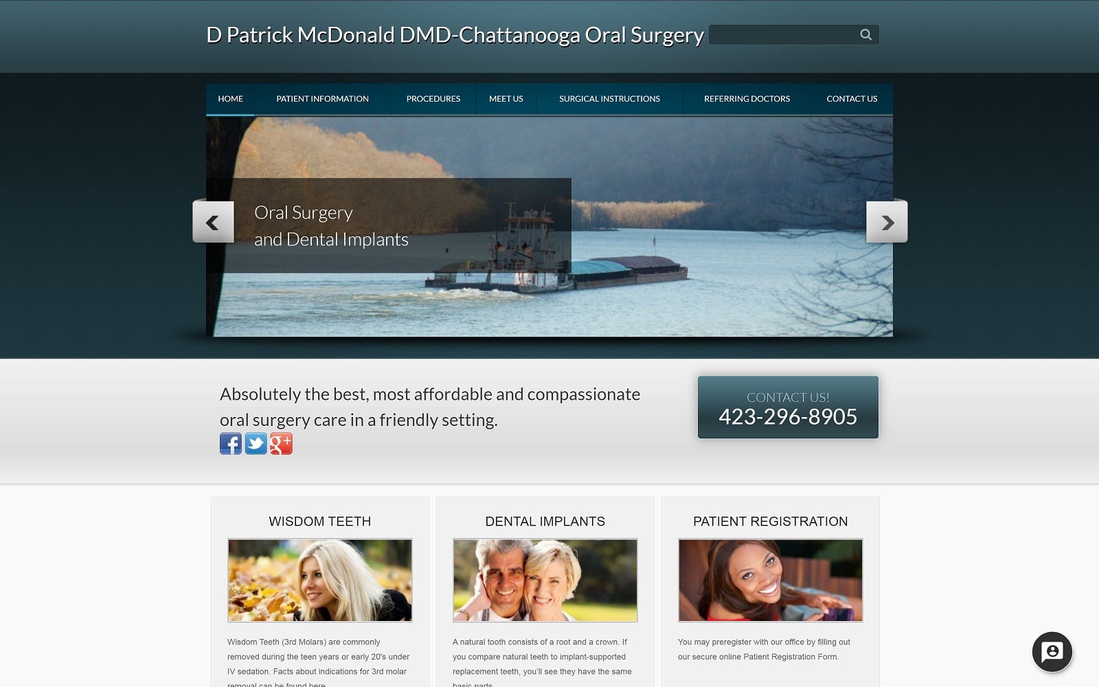 The Screenshot of Chattanooga Oral & Maxillofacial Surgery: D. Patrick McDonald, DMD chattanoogaoralsurgery.com Website