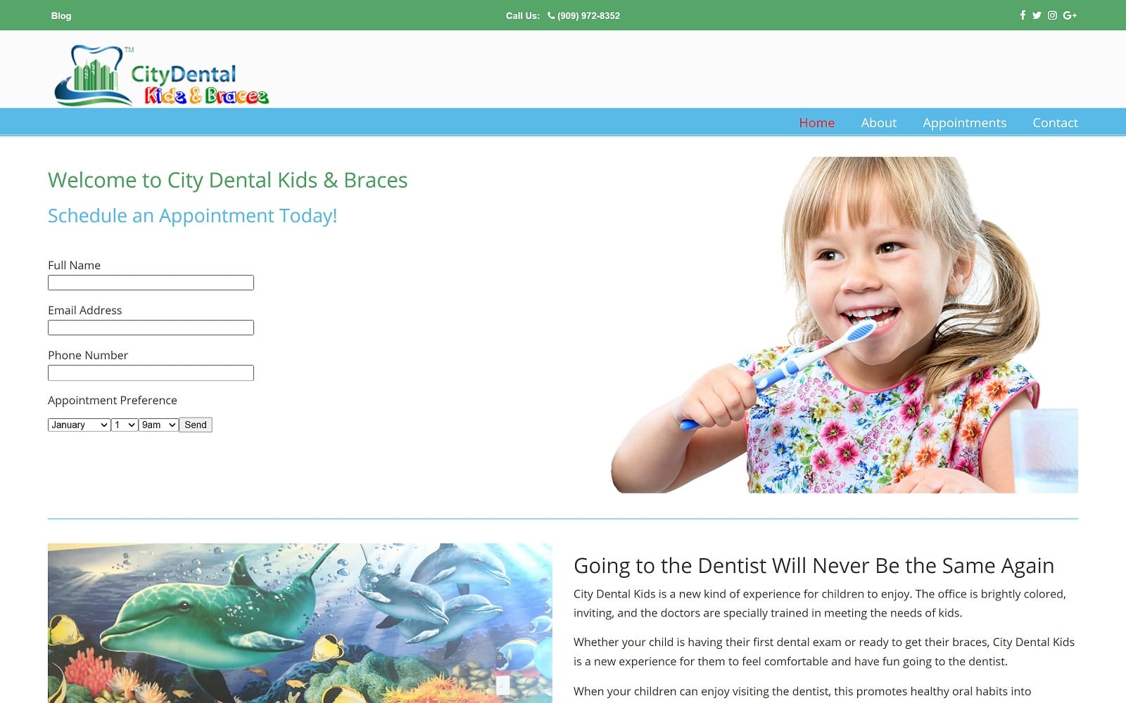 The Screenshot of City Dental Kids citydentalkids.com Website