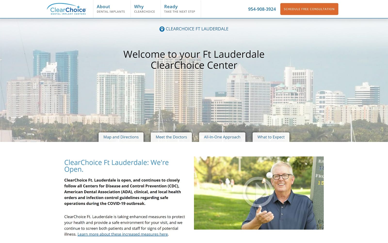The Screenshot of ClearChoice Dental Implant Center clearchoice.com/locations/dental-implants-ft-lauderdale Website
