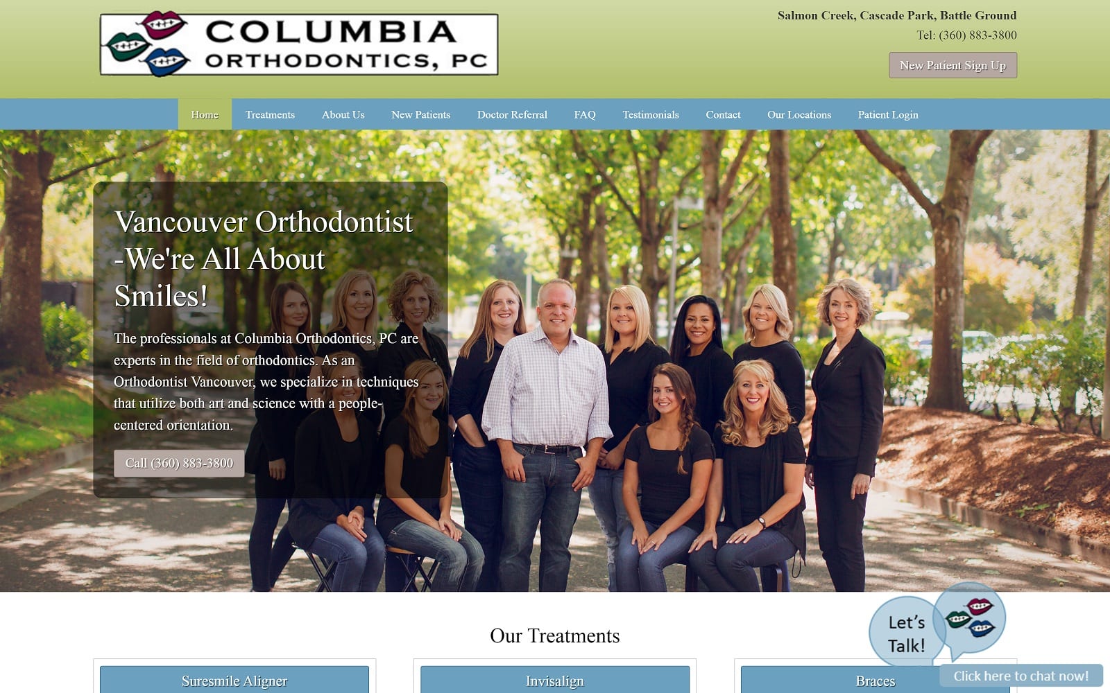 The Screenshot of Columbia Orthodontics, PC cool-smiles.com Website
