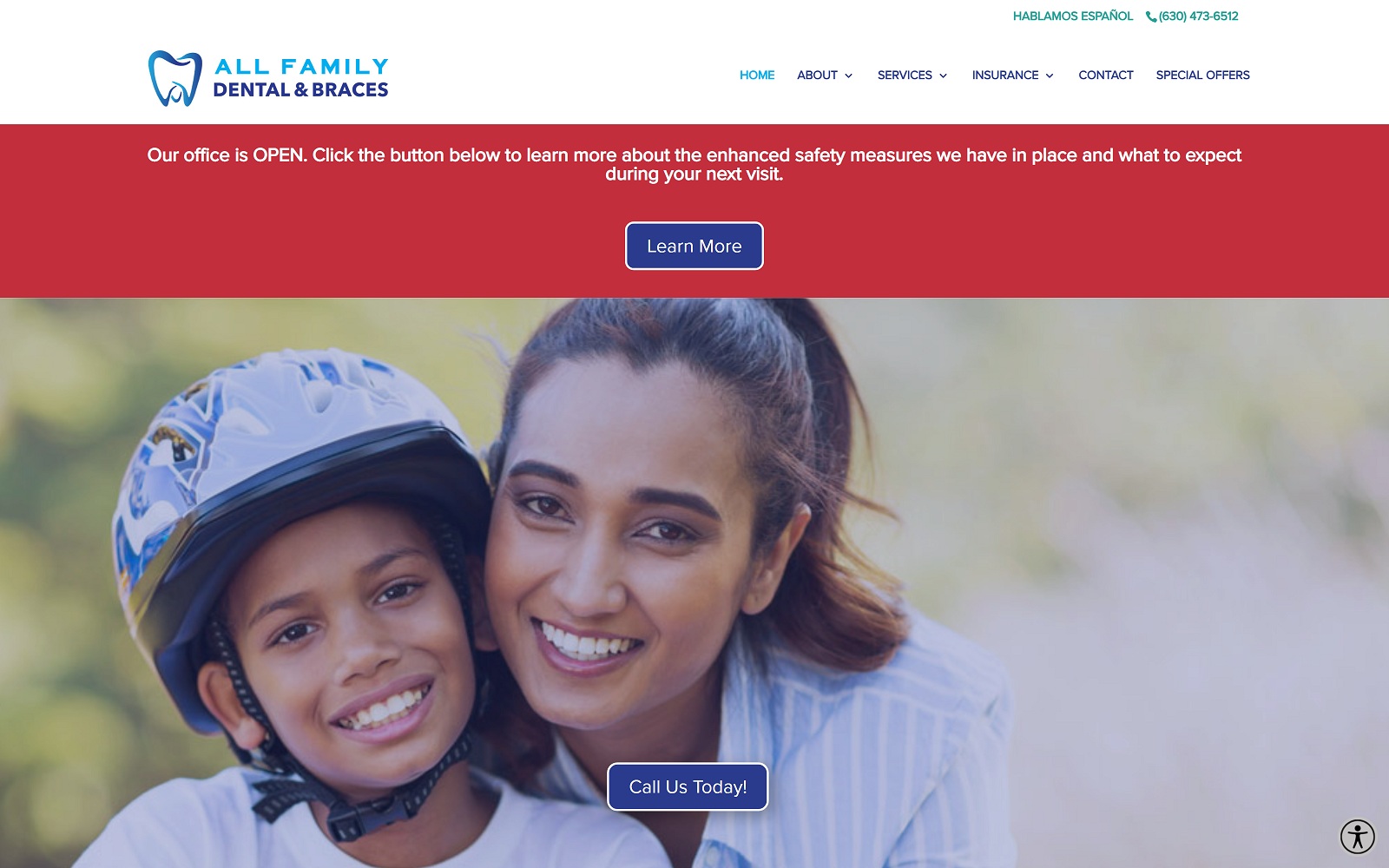 The Screenshot of All Family Dental and Braces dentalandbracesaurora.com Websit