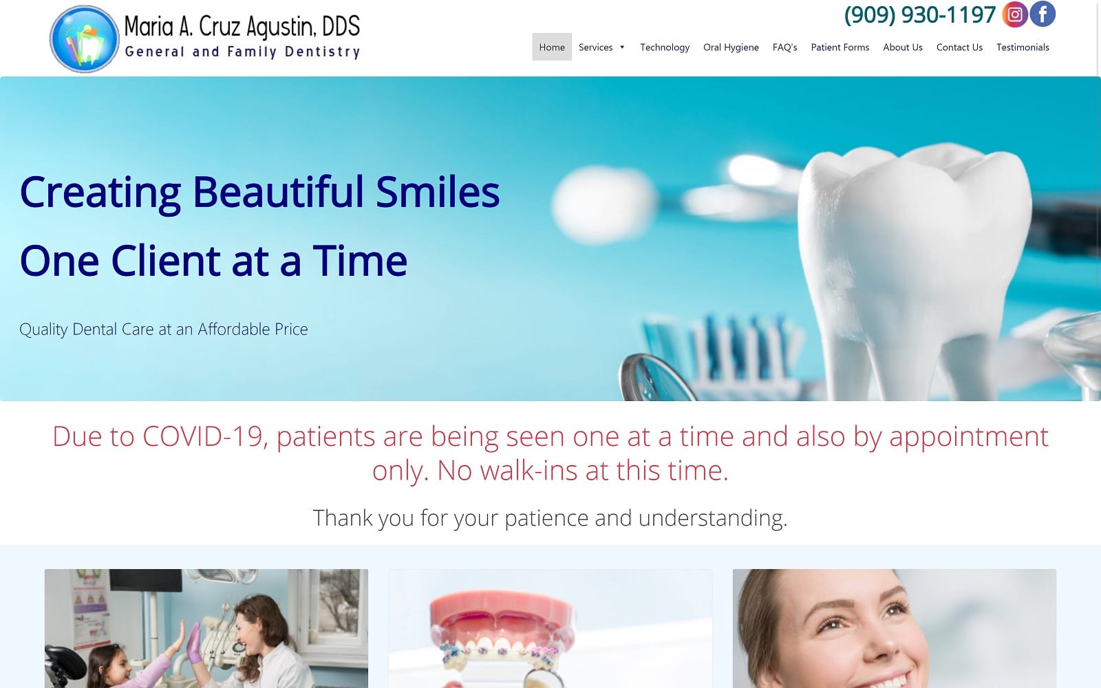 The Screenshot of Maria A. Cruz-Agustin DDS INC drcruzdental.net Website
