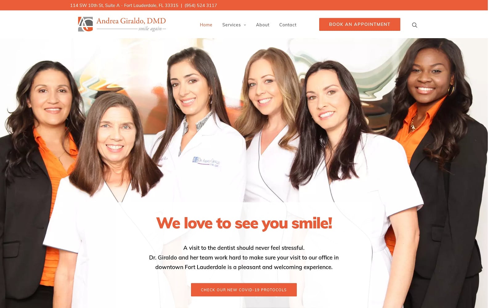 The Screenshot of Dr. Andrea Giraldo, Dentist drgiraldo.com Website