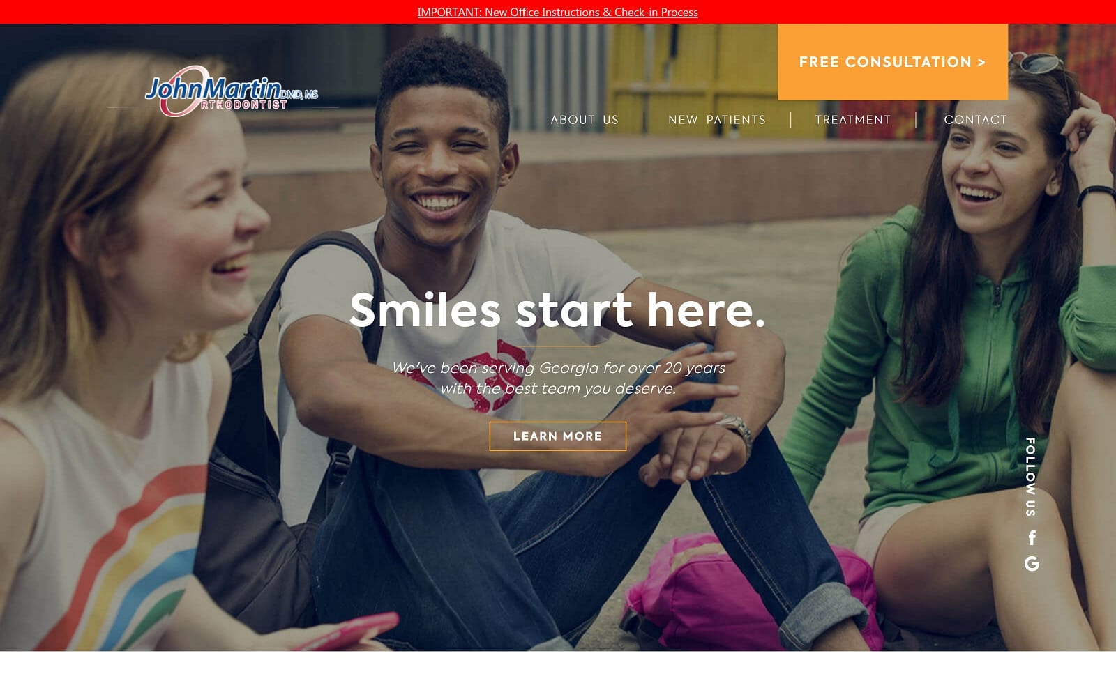 The Screenshot of Dr. John C. Martin Orthodontics drmartin4braces.com Website