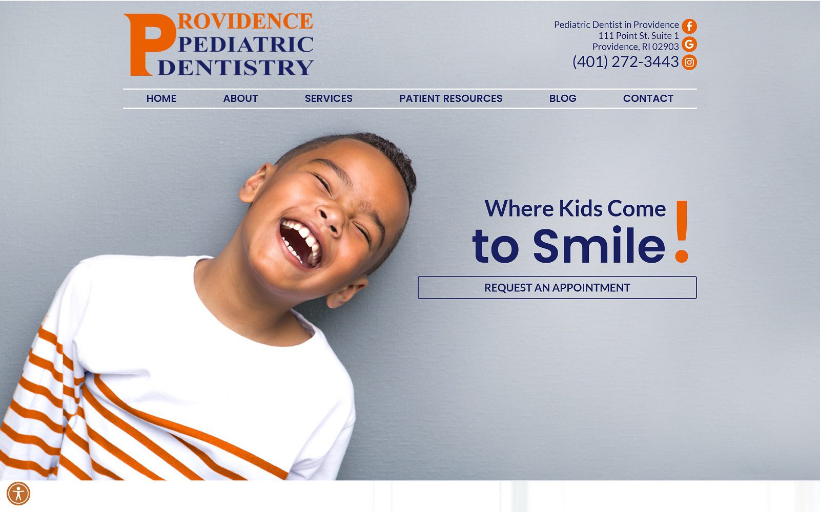 The Screenshot of Providence Pediatric Dentistry drmulvey.com Dr. Thomas Mulvey Website