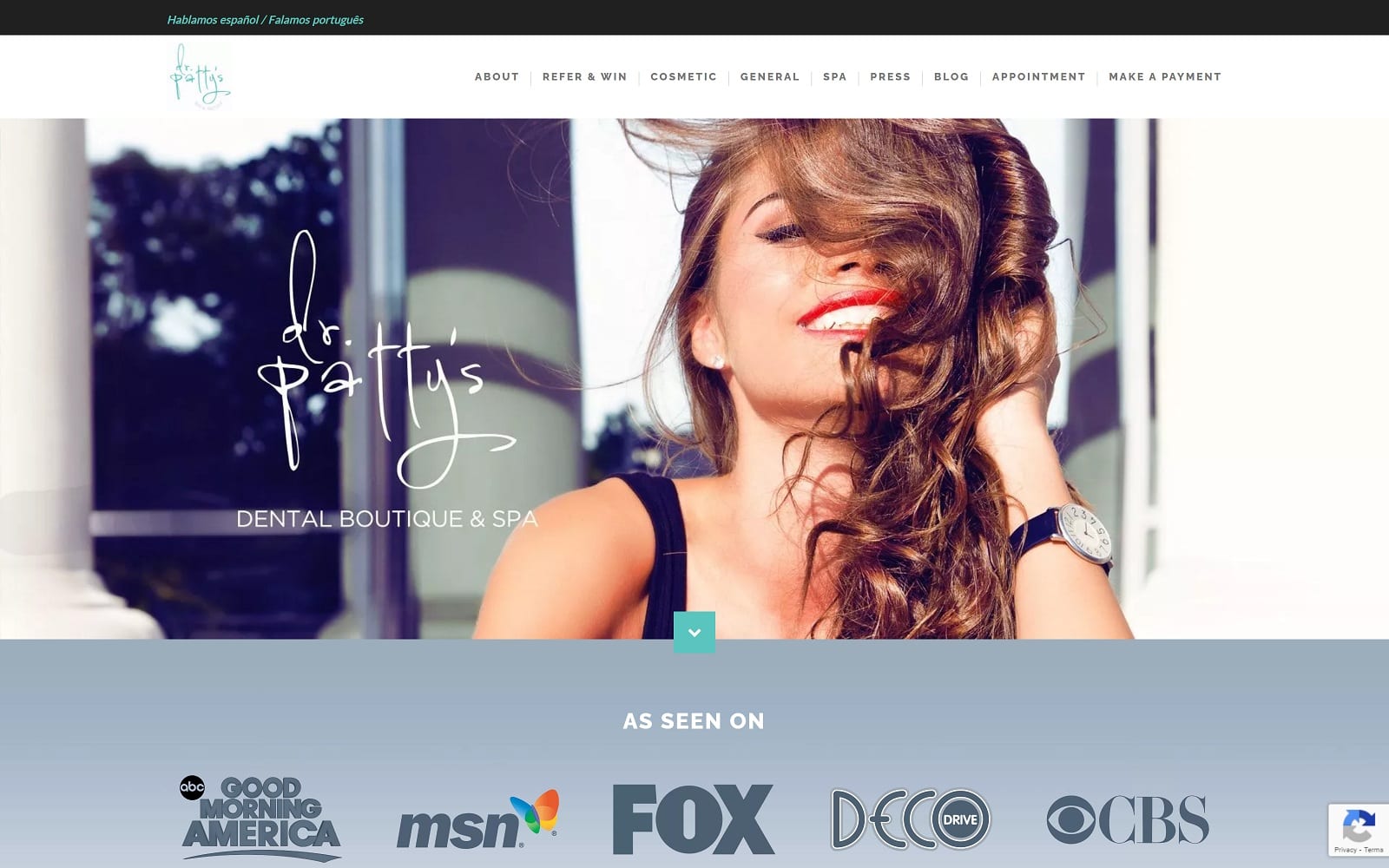 The Screenshot of Dr. Patty's Dental Boutique drpattydental.com Website