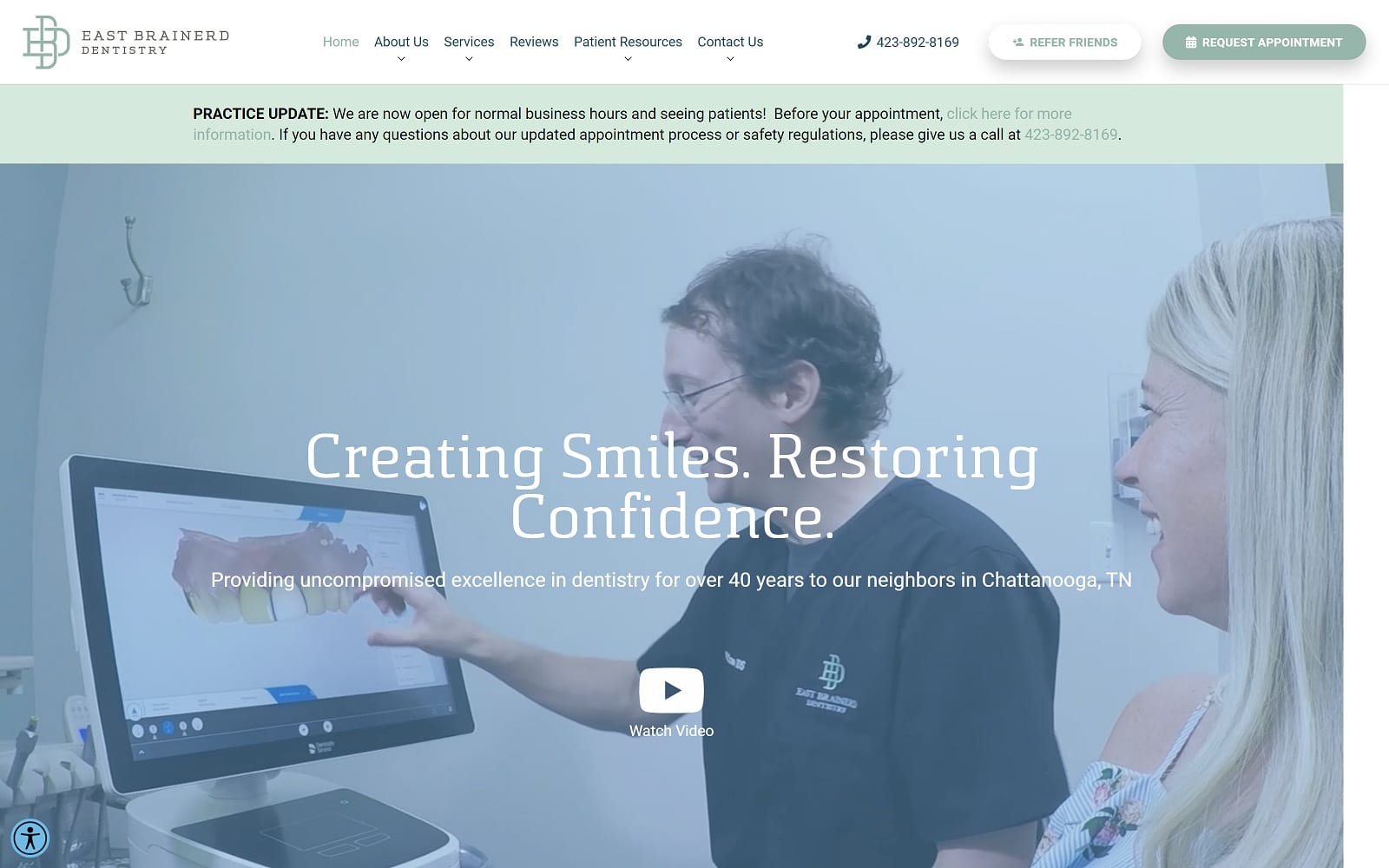 The Screenshot of East Brainerd Dentistry eastbrainerddentistry.com Website