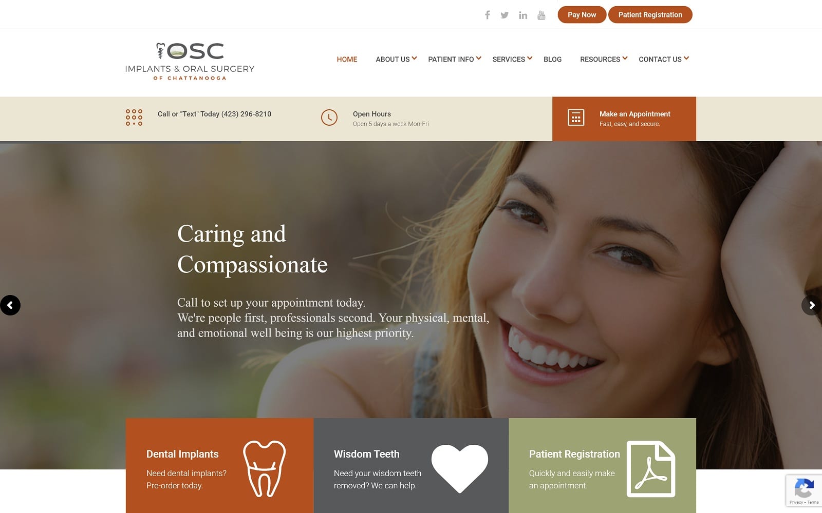 The Screenshot of East Brainerd Oral Surgery eastbrainerdoms.com Website