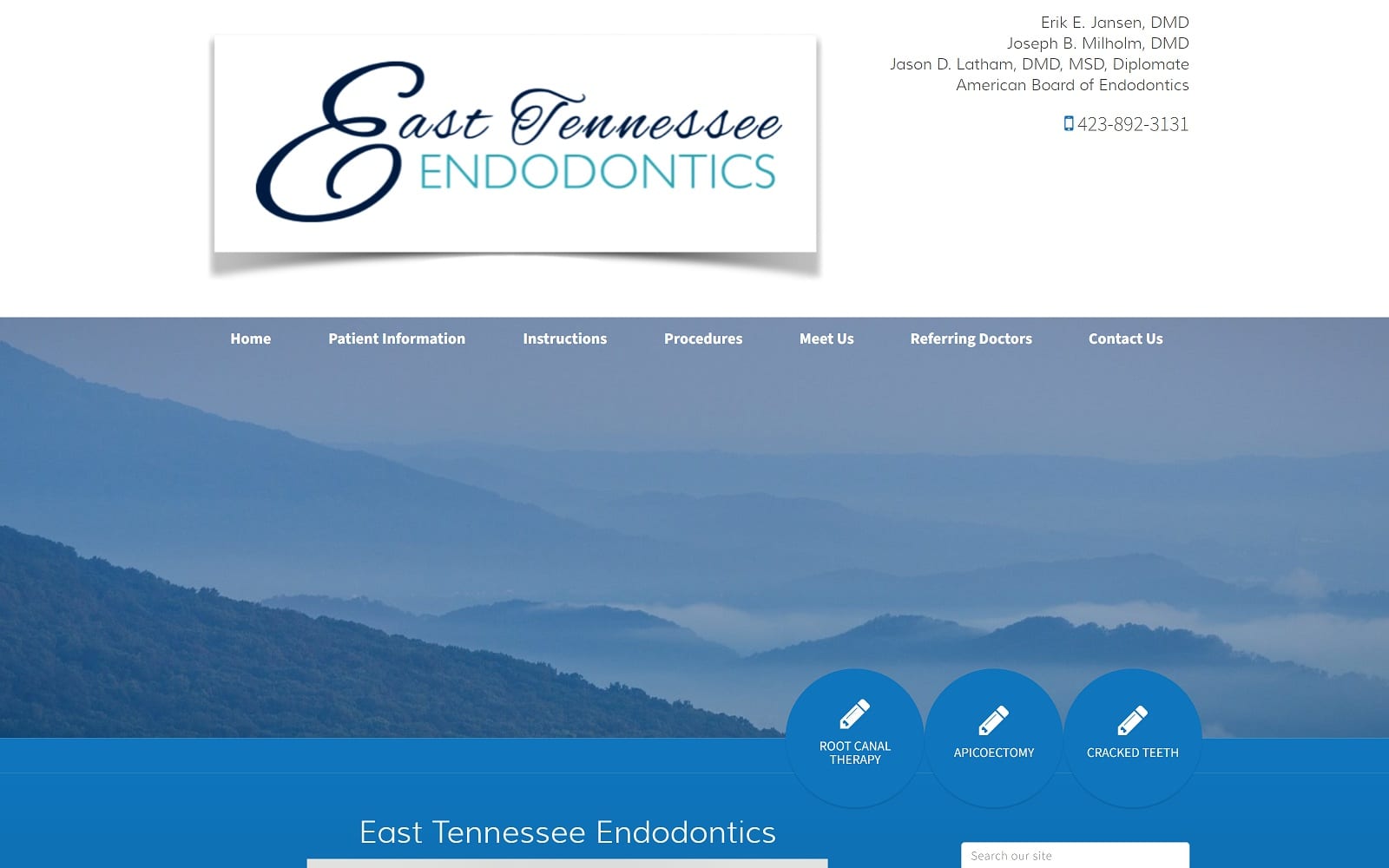 The Screenshot of East Tennessee Endodontics easttnendo.com Website