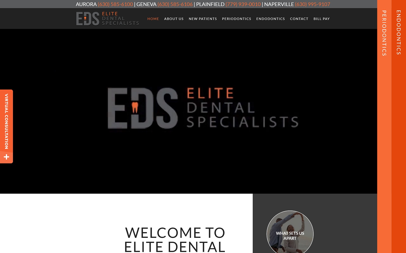 The Screenshot of Elite Dental Specialists edscare.com Website