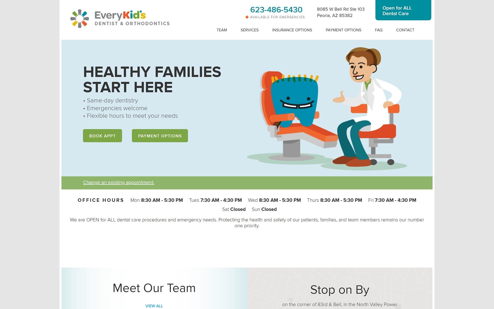 The Screenshot of Every Kid's Dentist & Orthodontics ekdarrowhead.com Website