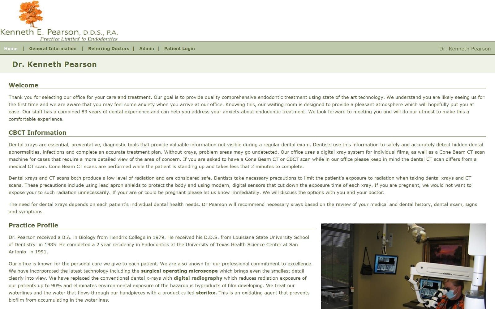 The Screenshot of Pearson Kenneth E DDS endobyken.com Website