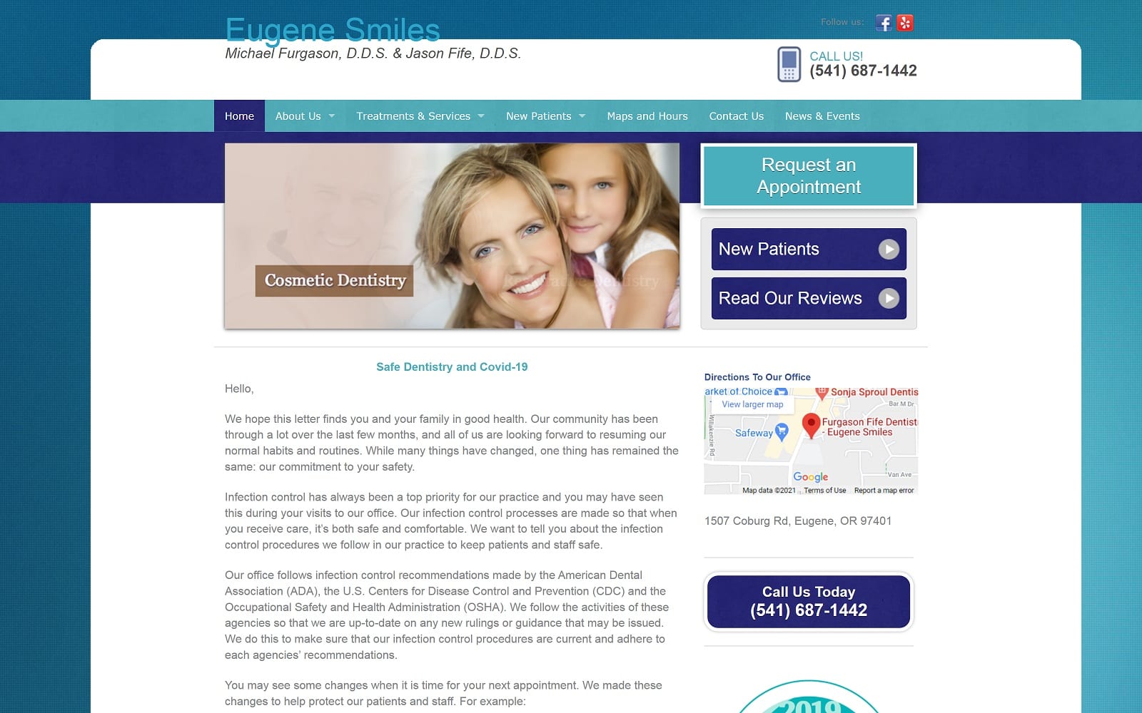 The Screenshot of Furgason Fife Dentistry - Eugene Smiles eugenesmiles.com Website
