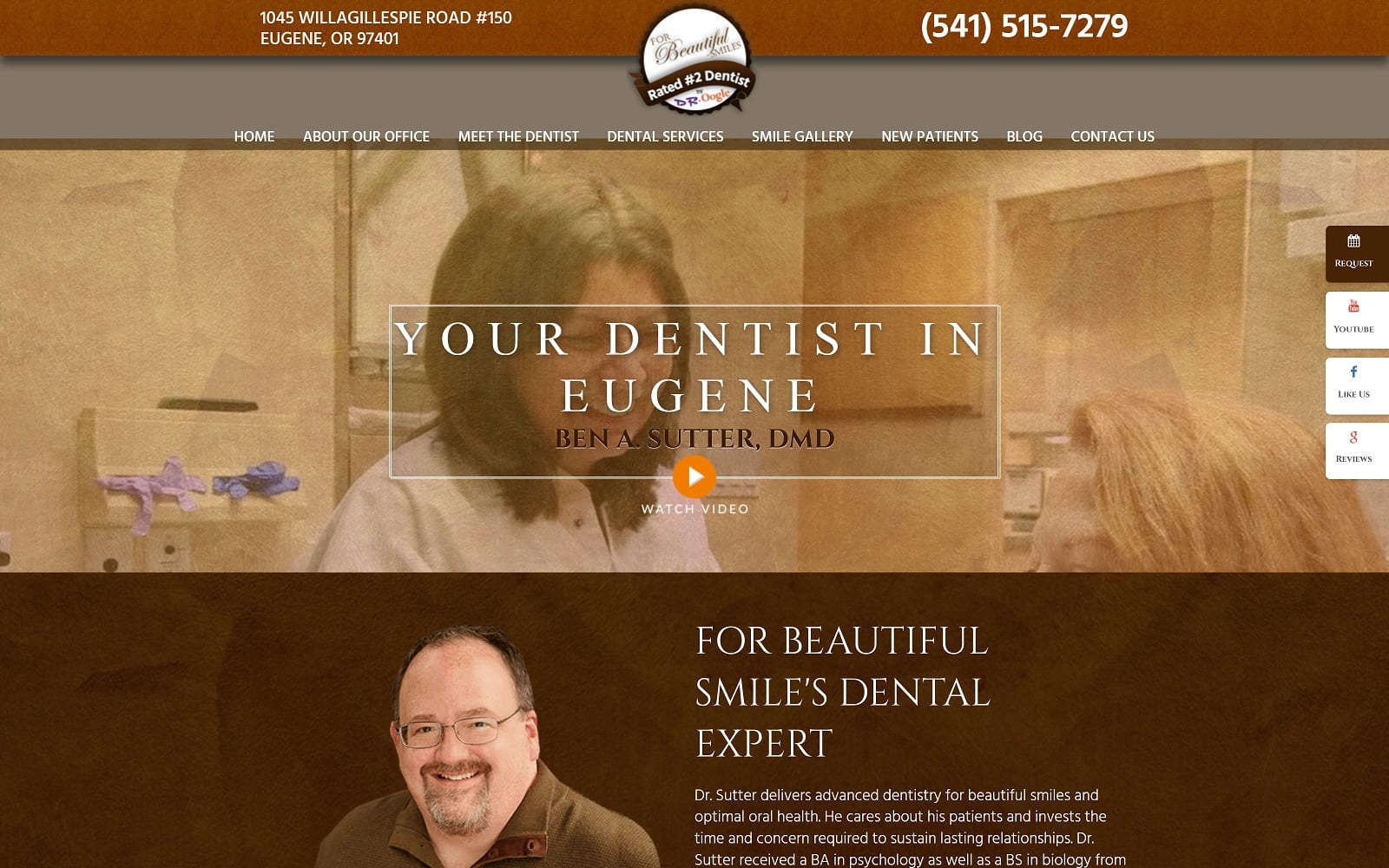 The Screenshot of For Beautiful Smiles forbeautifulsmiles.com Dr. Ben A. Sutter Website
