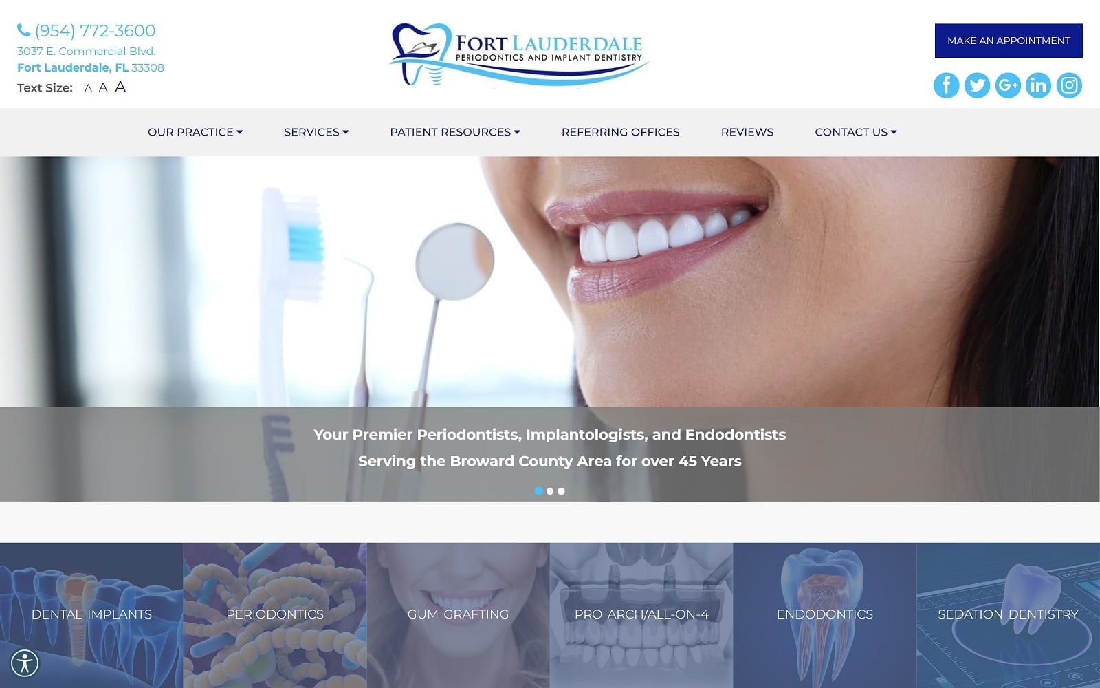 The Screenshot of Fort Lauderdale Endodontics fortlauderdaleperio.com Dr. Gretchen Heinsen Website 