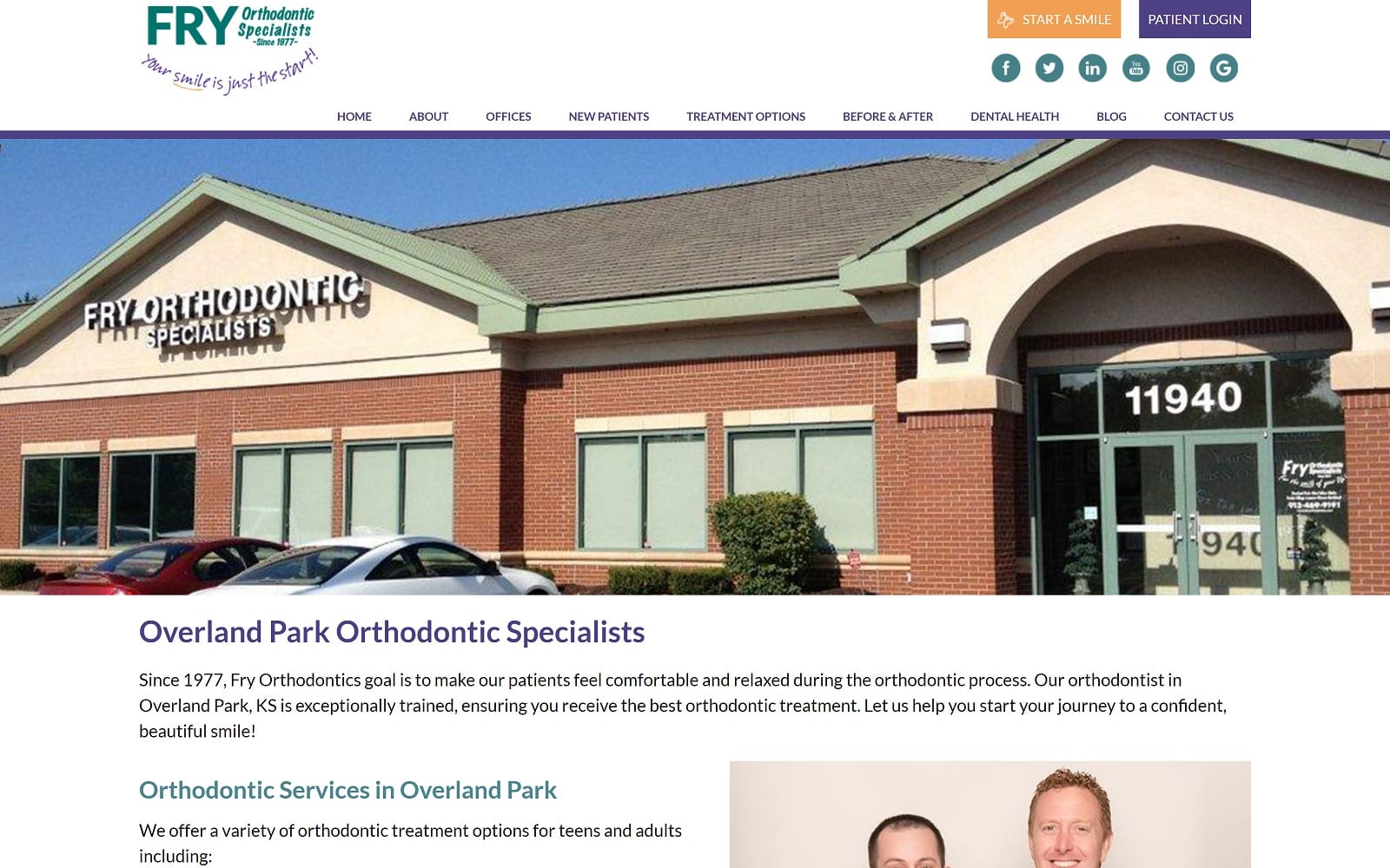 The Screenshot of Fry Orthodontic Specialists fryorthodontics.com/offices/overland-park Website

