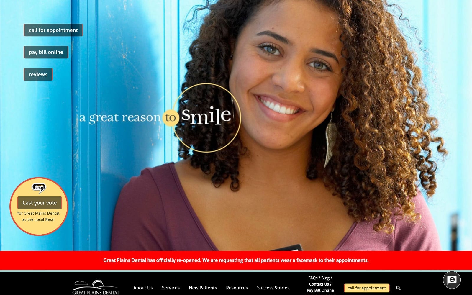 The Screenshot of Great Plains Dental gplainsdental.com Website